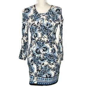 Michael Kors Paisley Print Dress M Blue White
